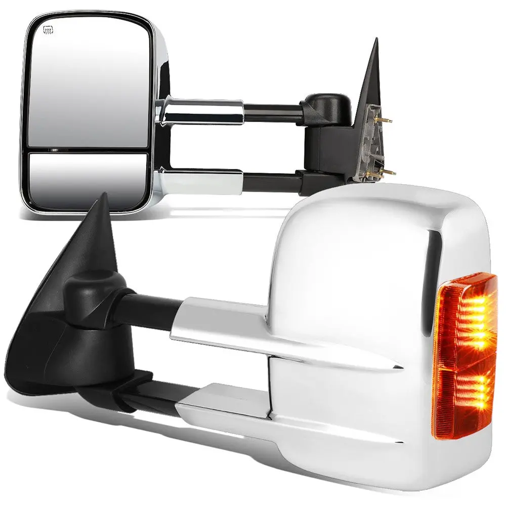 Left/Right Black Towing Side Mirror Powered W/Heated Turn Signal For 00-02 Yukon 1