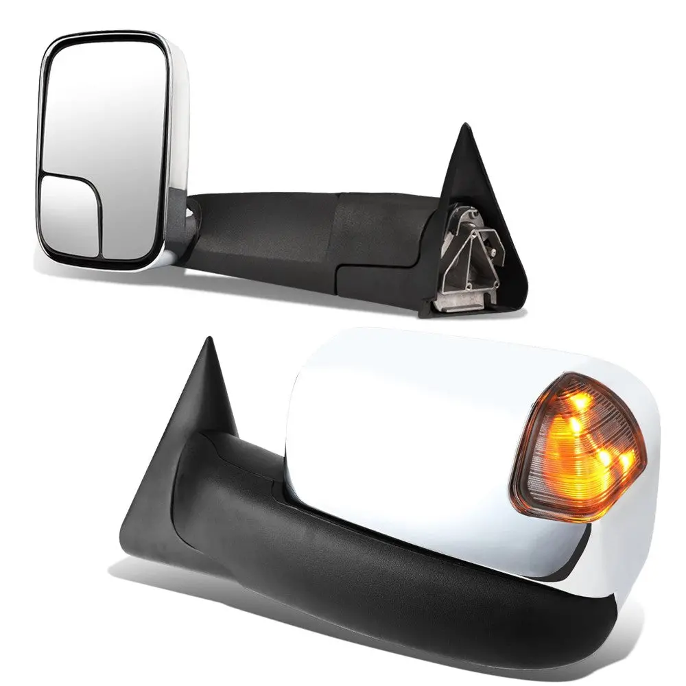 Left/Right Chrome Towing Side Mirror Powered Led Turn Signal For 94-97 Ram 3500 1