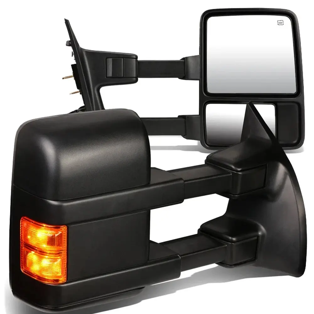 Pair Black Towing Side Mirror Powered Adjustment W/Heated For 99-07 F-450 Sd 1