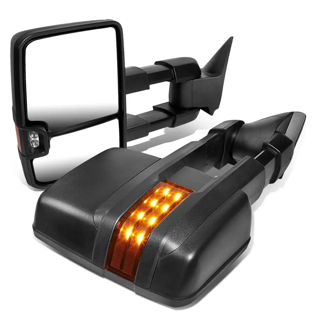 Left/Right Black Towing Side Mirror Powered Led Turn Signal For 96-99 Tahoe 1
