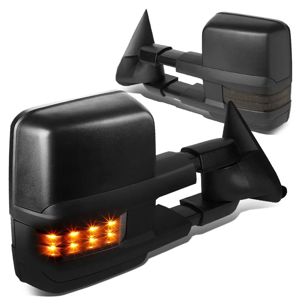 Left/Right Black Towing Side Mirror Powered Led Turn Signal For 94-98 Gmc K1500 1