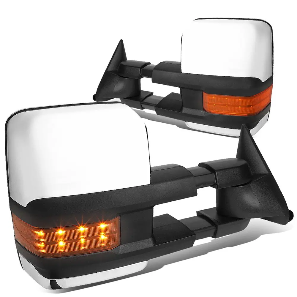 Left/Right Chrome Towing Side Mirror Powered Led Turn Signal For 94-98 Gmc K1500 1