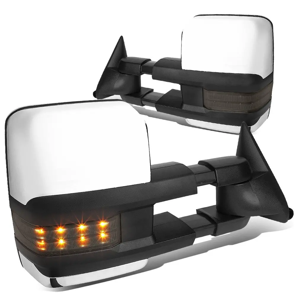 Left/Right Chrome Towing Side Mirror Powered Led Turn Signal For 97-00 Yukon 1