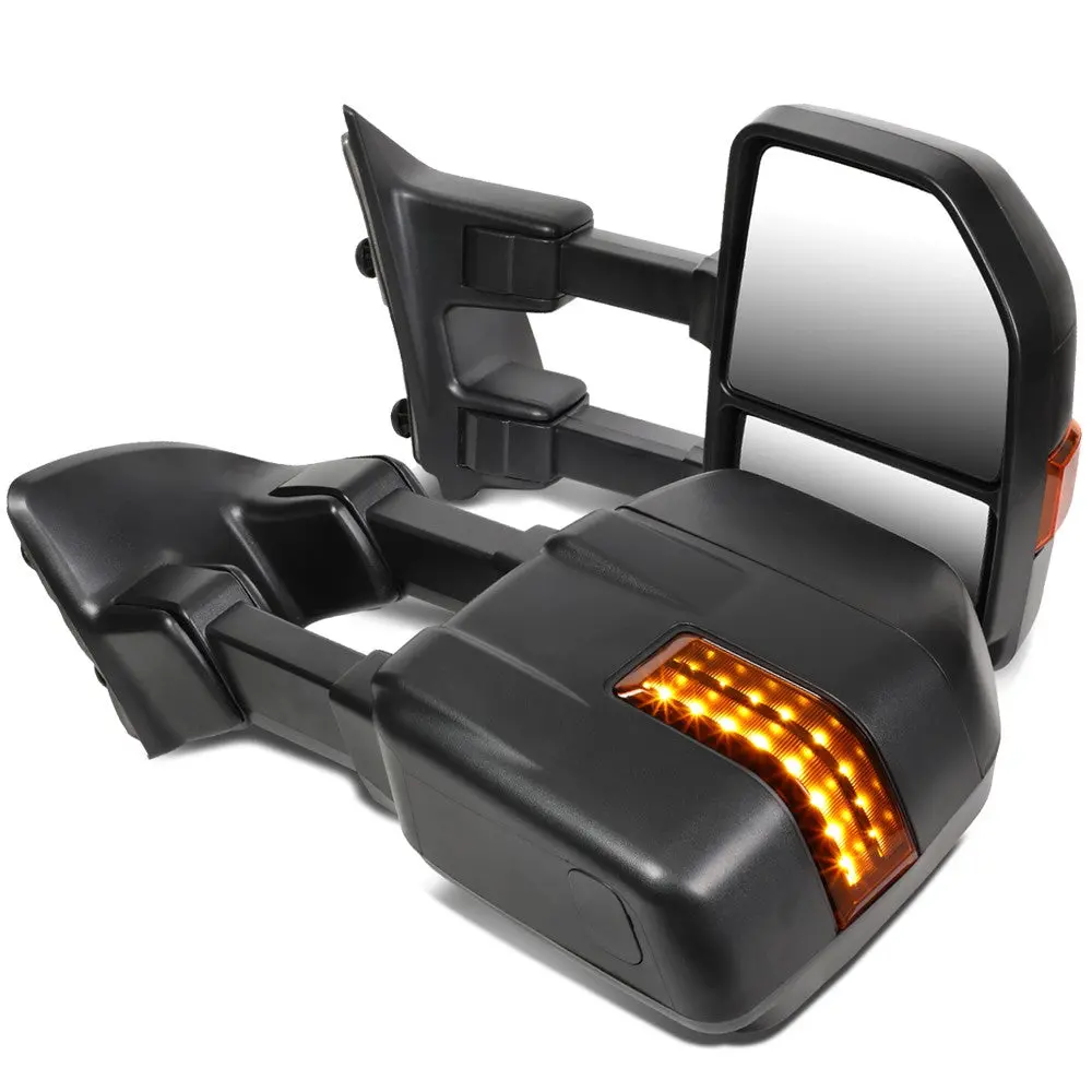 Left/Right Black Towing Side Mirror Manual+ Led Turn Signal For 08-16 F-450 Sd 1