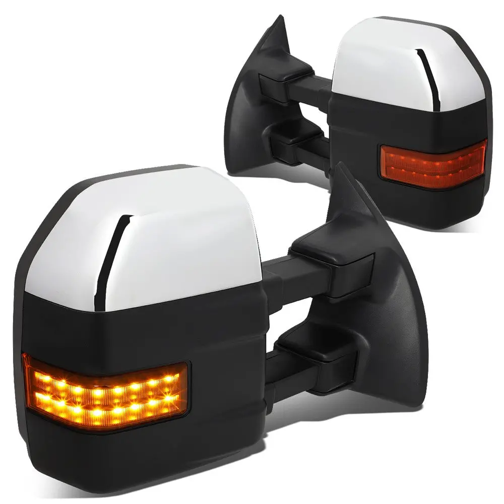 Left/Right Chrome Towing Side Mirror Manual+ Led Turn Signal For 08-16 F-550 Sd 1