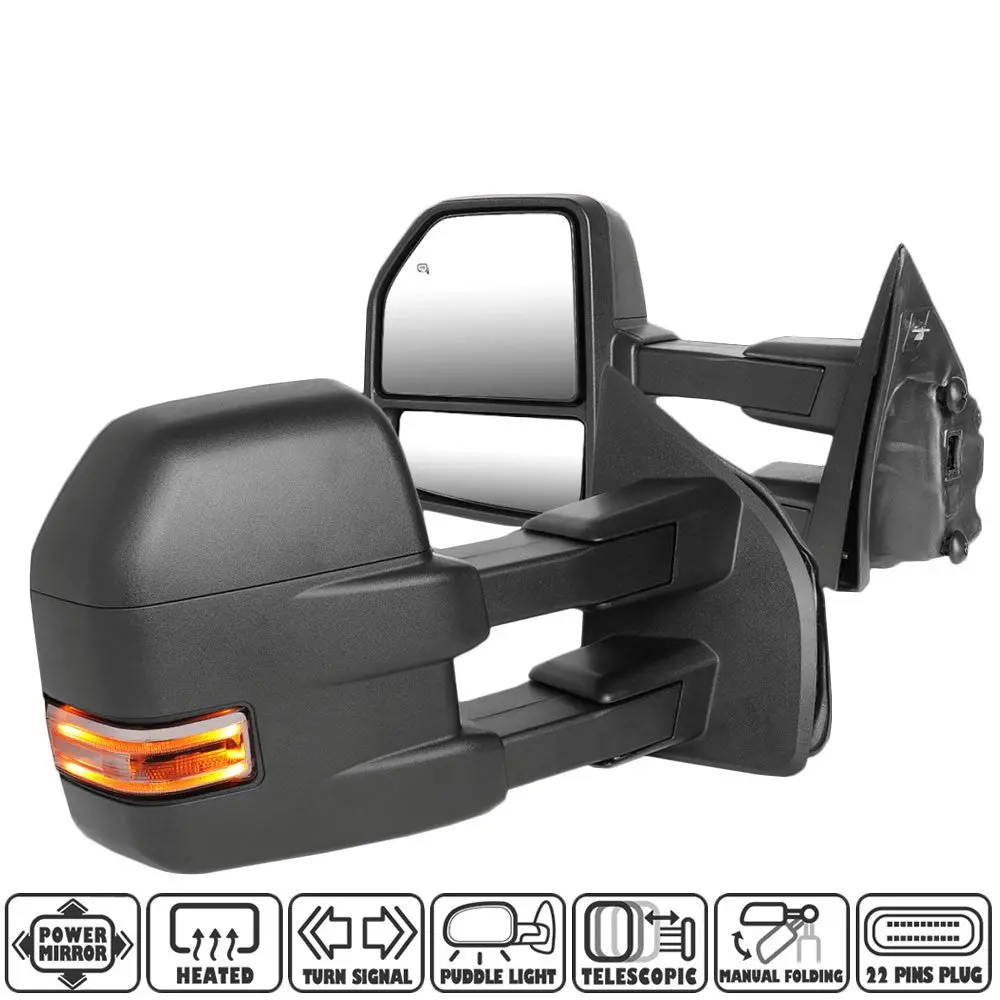 Signal/Puddle Light Black Manual Side View Mirror Assembly For 15-18 F-150 P552 1