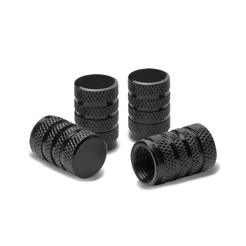 Bfc Universal Black Round Cone 3 Ring Grip Tire Wheel Rim Valve Air Stems Caps 1