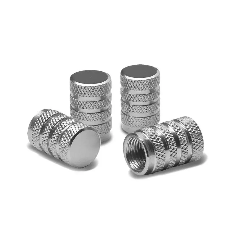 Bfc Universal Silver Round Cone 3 Ring Grip Tire Wheel Rim Valve Air Stems Caps 1