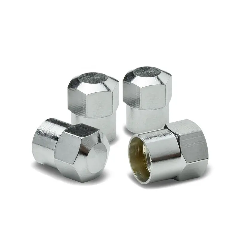 Bfc Universal Silver Hexagonal Bullet Tire Wheel Rim Valve Air Stems Cap Cover 1