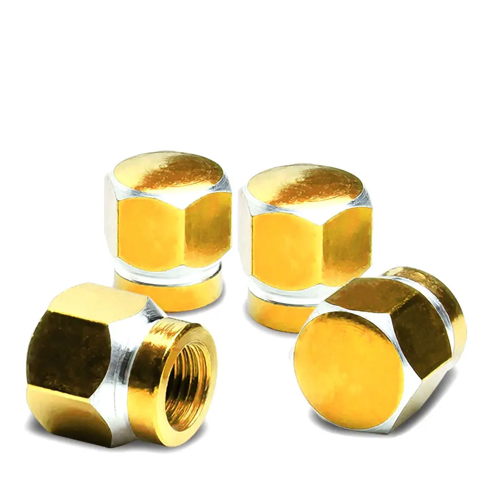 Bfc 4Pcs Hexagonal Style Gold Tire Wheel Rim Valve Air Stems Cap 1