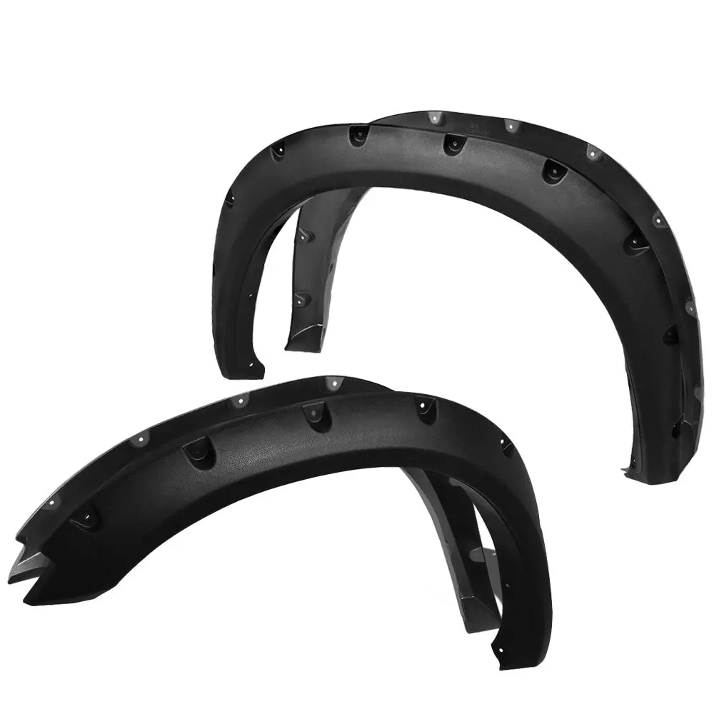 4Pcs Black Matte Bump Textured Pocket-Riveted Style Wheel Fender Flares For 09-23 Dodge Ram 1500 1