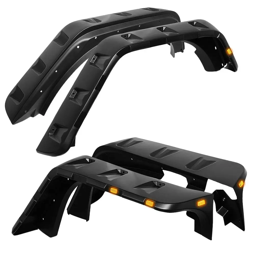 4Pcs Black Matte Pocket Style Wheel Fender Flares For 07-18 Jeep Wrangler Jk 1
