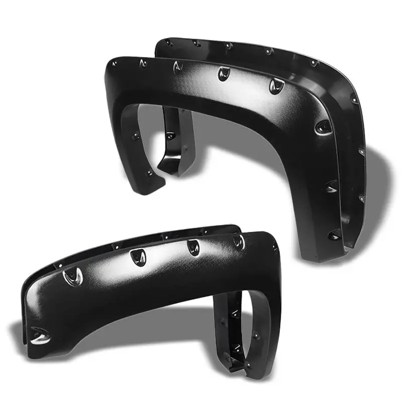 Matte Black Pocket-Rivet Wheel Fender Flares For 07-13 Chevy Silverado 97.6" Bed 1