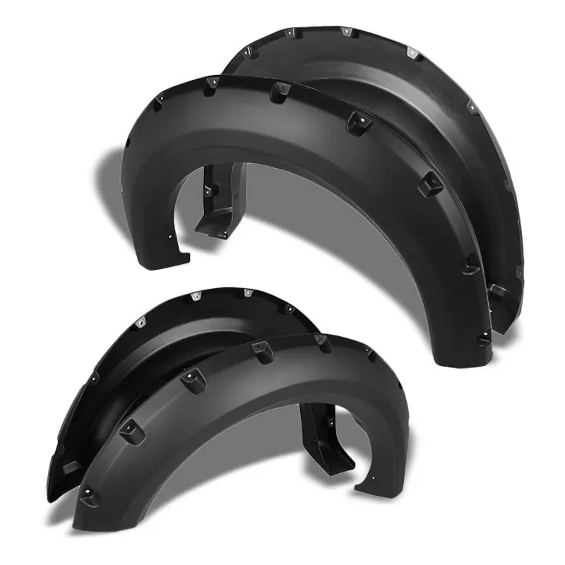 Black Abs Pocket-Riveted1.5" Coverage Wheel Fender Flares Guard For 09-14 F-150 1