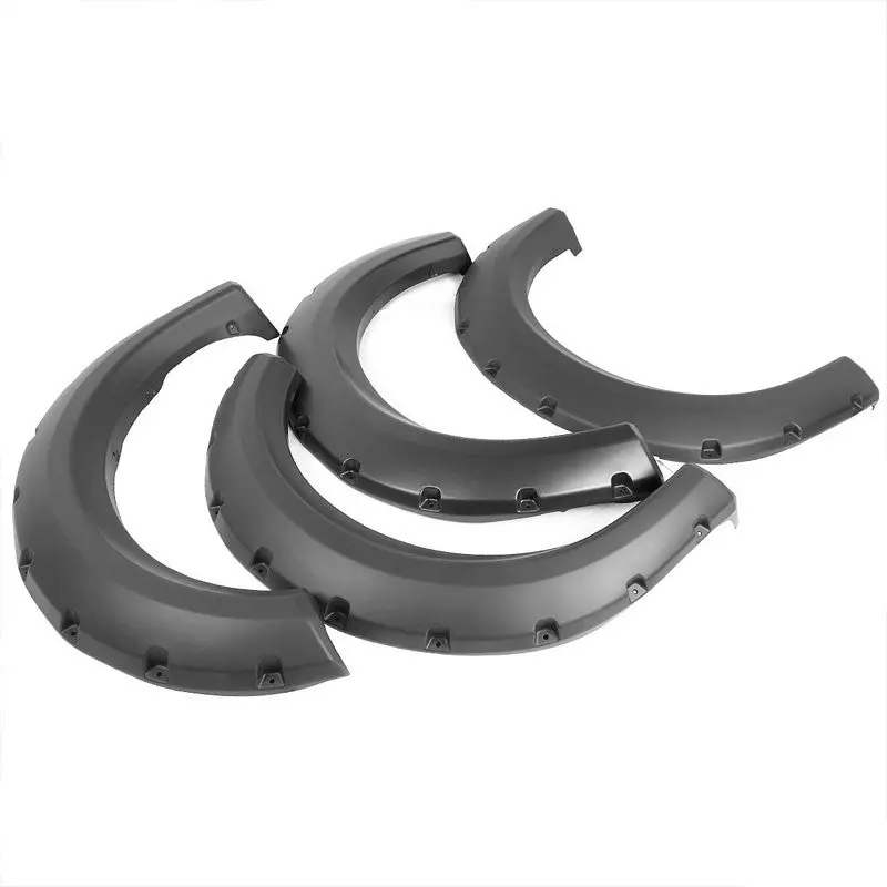 Black Abs Pocket-Riveted1.5" Coverage Wheel Fender Flares Guard For 09-14 F-150 2