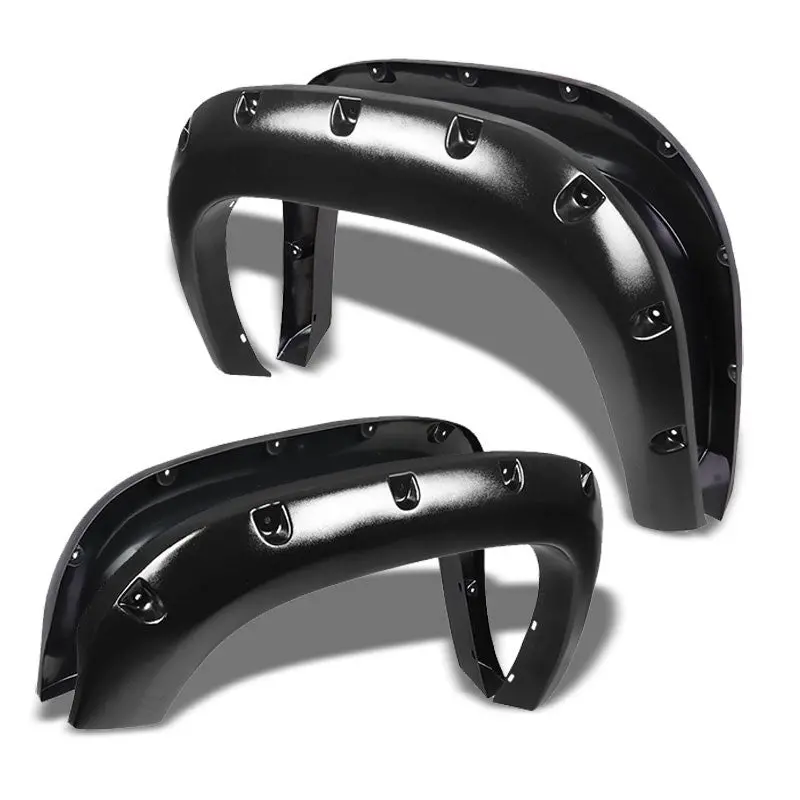 Matte Black Abs Pocket-Rivet Wheel Fender Flares For 07-13 Sierra 1500 69.3" Bed 1