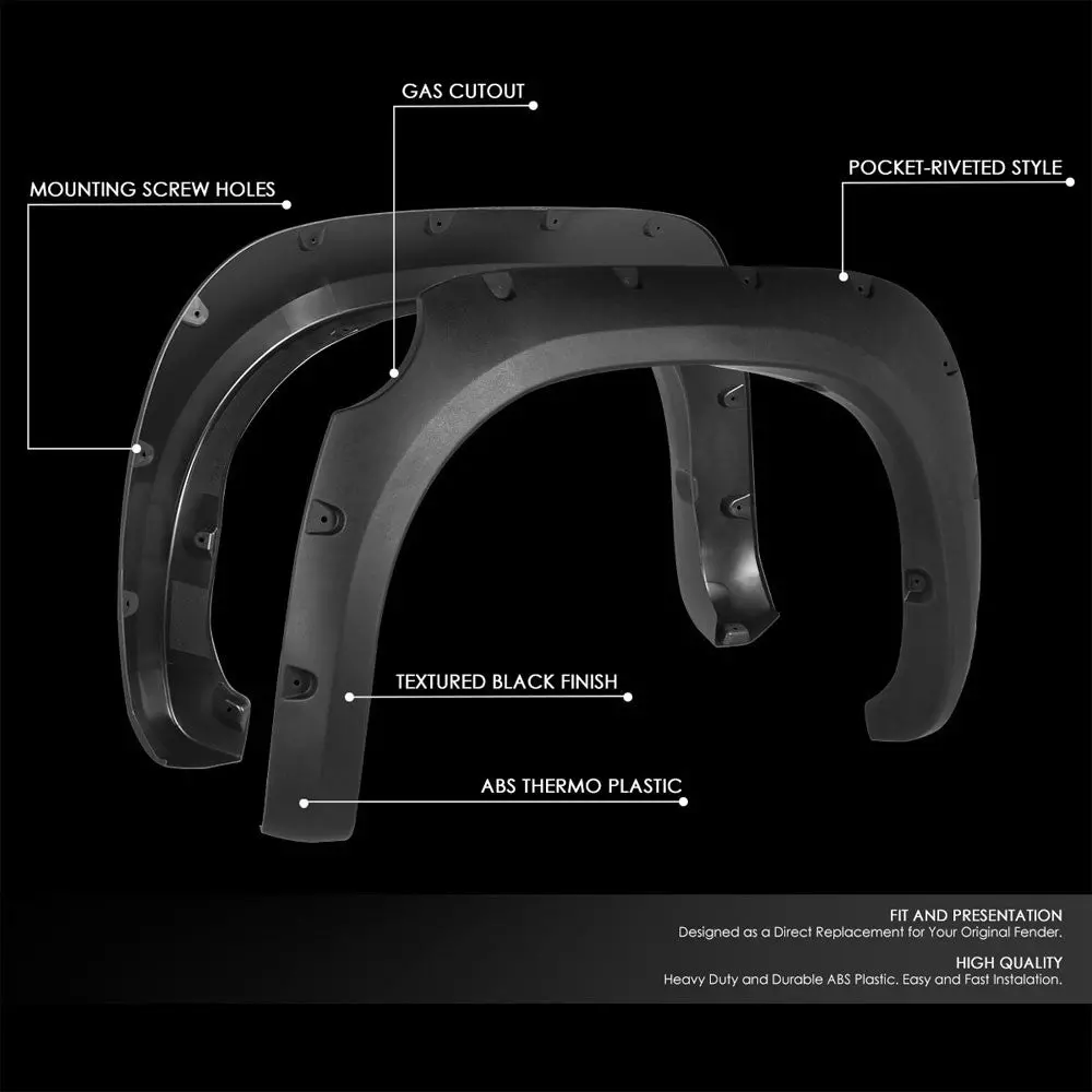 Matte Black Abs Pocket-Riveted Style Wheel Fender Flares Guard For 07-13 Tundra 2