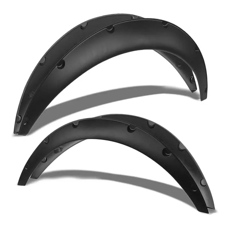 Black Pocket-Riveted Race Wheel Fender Flare Guard For Universal Rwd 12.5"F/14"R 1