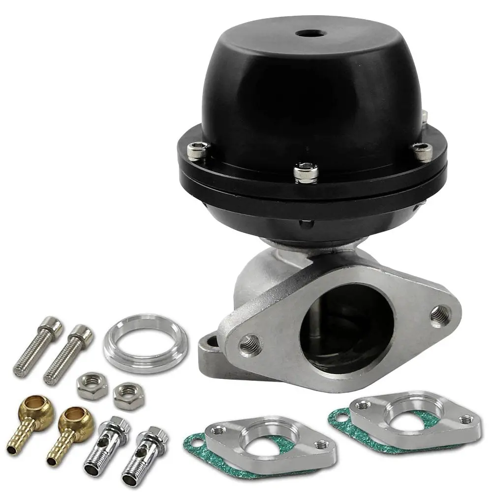 Universal T2 Black 38Mm Turbo V-Band Wastegate Wg Bypass Exhaust + 8 Psi Spring 1