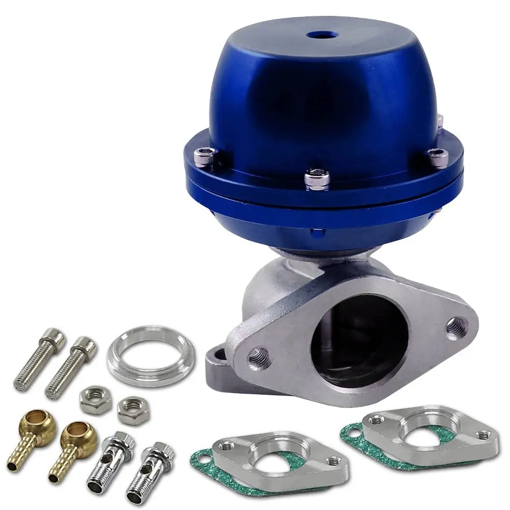 Universal T2 Blue 38Mm Turbo V-Band Wastegate Wg Bypass Exhaust + 8 Psi Spring 1