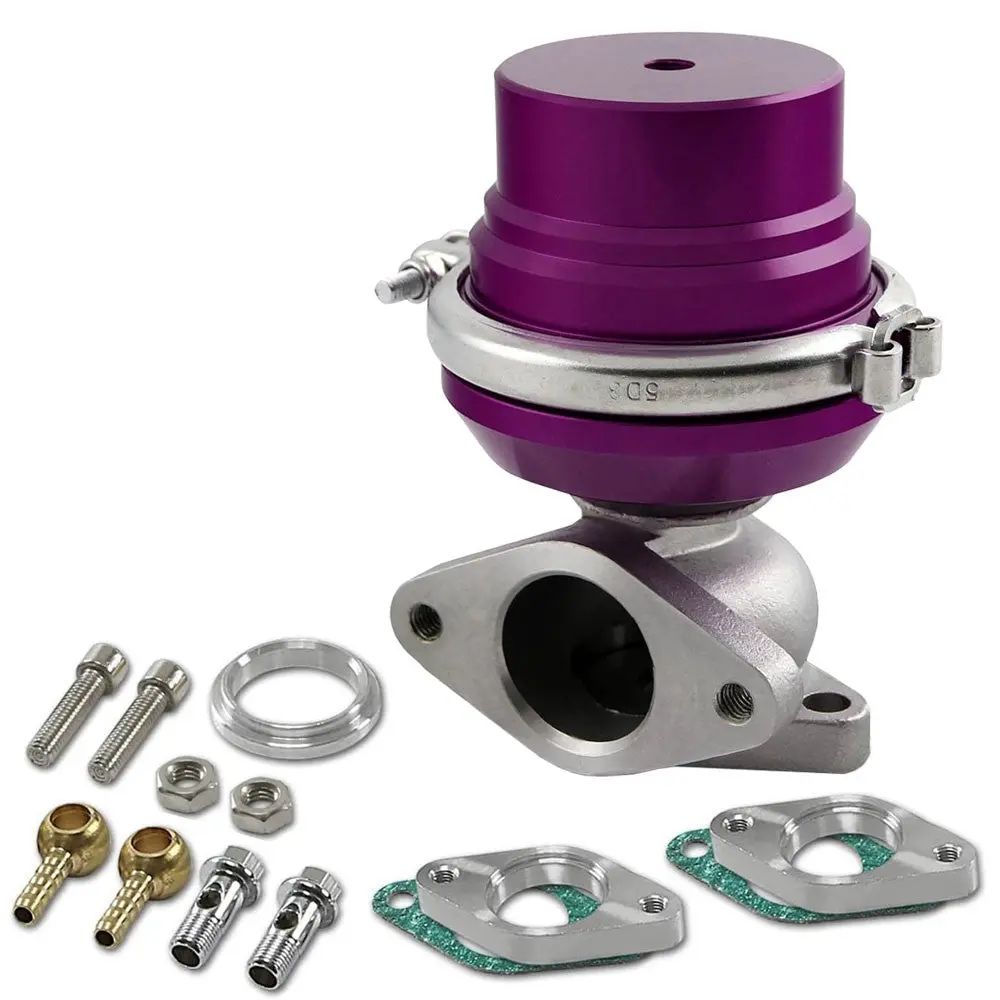 Universal Purple 38Mm Turbo Manifold V-Band Wastegate Bypass Exhaust +Psi Spring 1