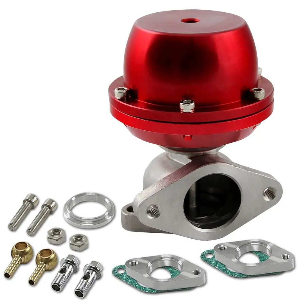 Universal T2 Red 38Mm Turbo V-Band Wastegate Wg Bypass Exhaust +8 Psi Spring 1