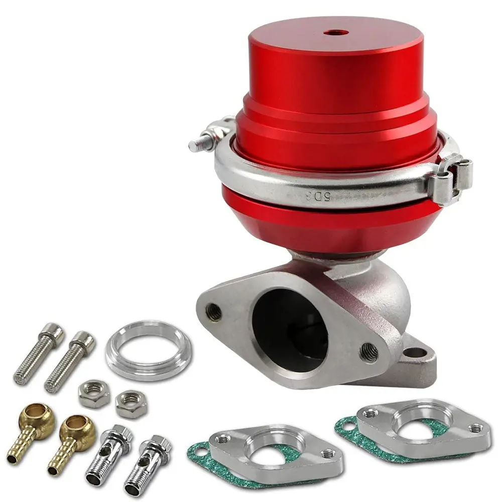 Universal Red 38Mm Turbo Manifold V-Band Wastegate Bypass Exhaust +8 Psi Spring 1
