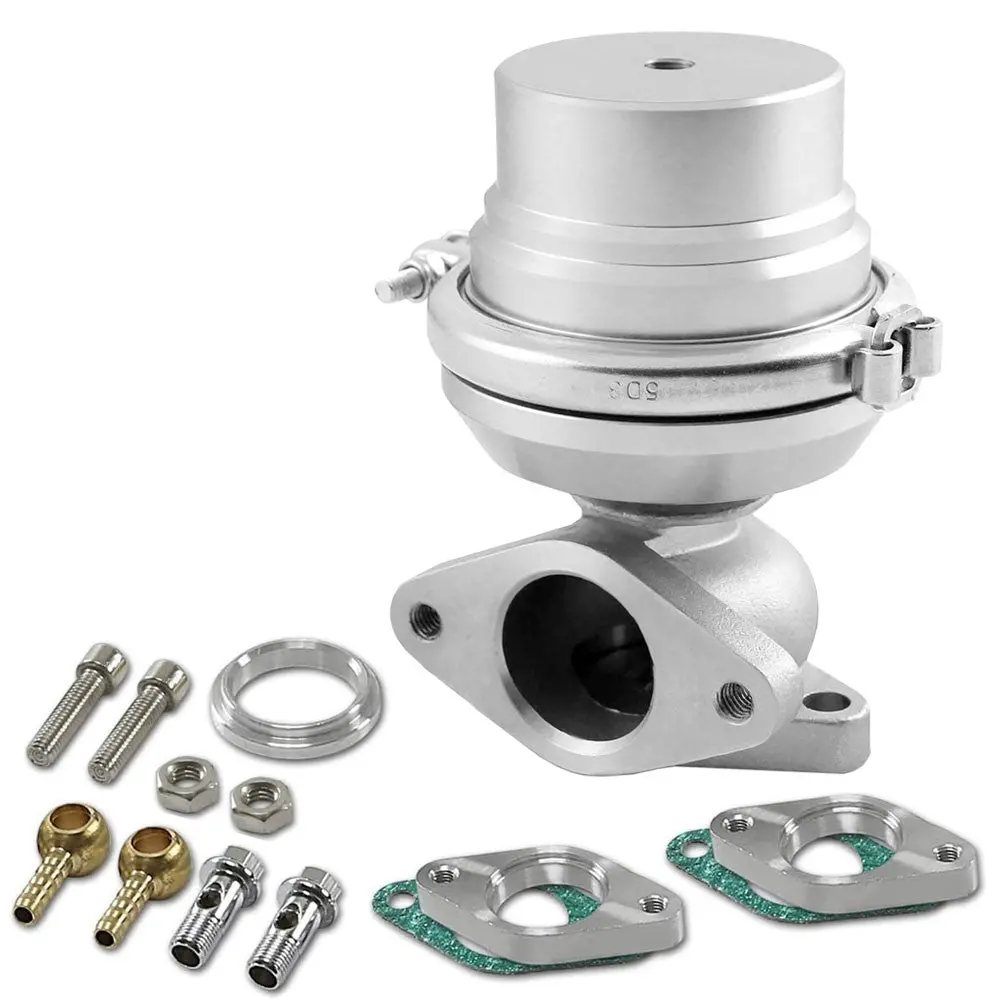 Universal Silver 38Mm Turbo Manifold V-Band Wastegate Bypass Exhaust+8Psi Spring 1