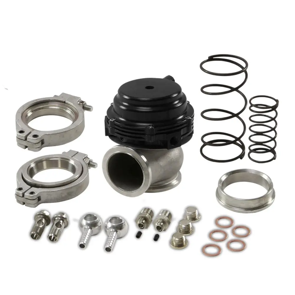 44Mm Black Turbocharger Manifold Boost V-Band Wastegate+Dump Ring+13 Psi Spring 1