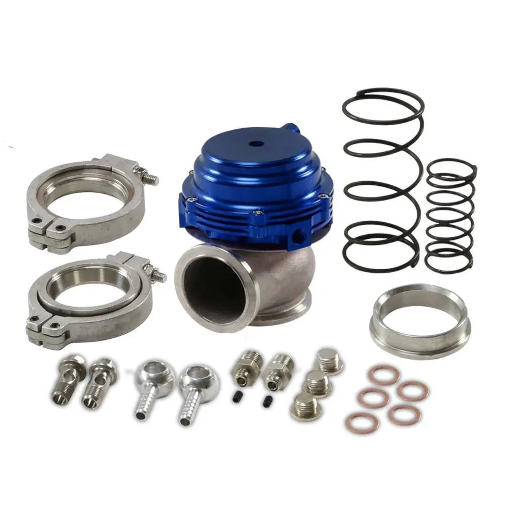 44Mm Blue Jdm Turbocharger Manifold Boost V-Band Wastegate+Dump Ring+Psi Spring 1
