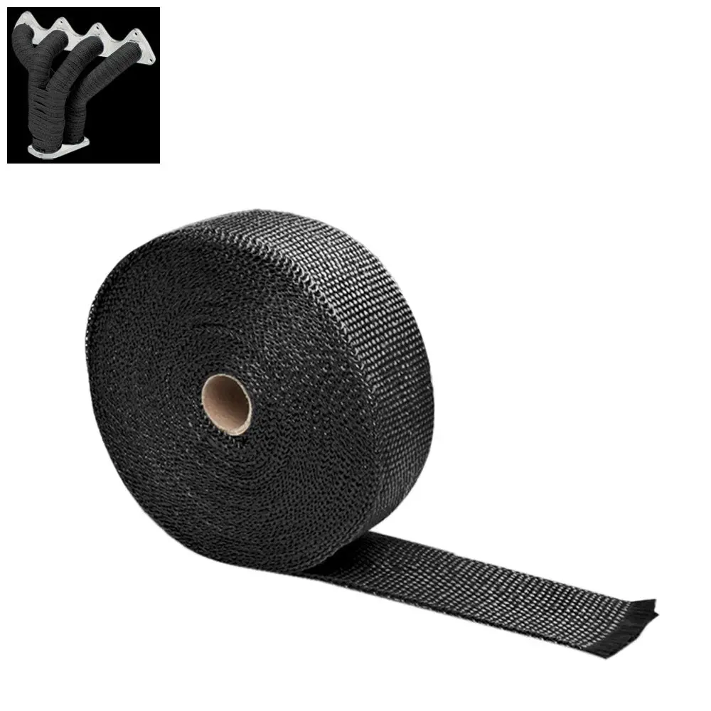Black 2"X 1/16X 10M/404" T1 Exhaust Header Turbo Manifold Downpipe Heat Wrap 1