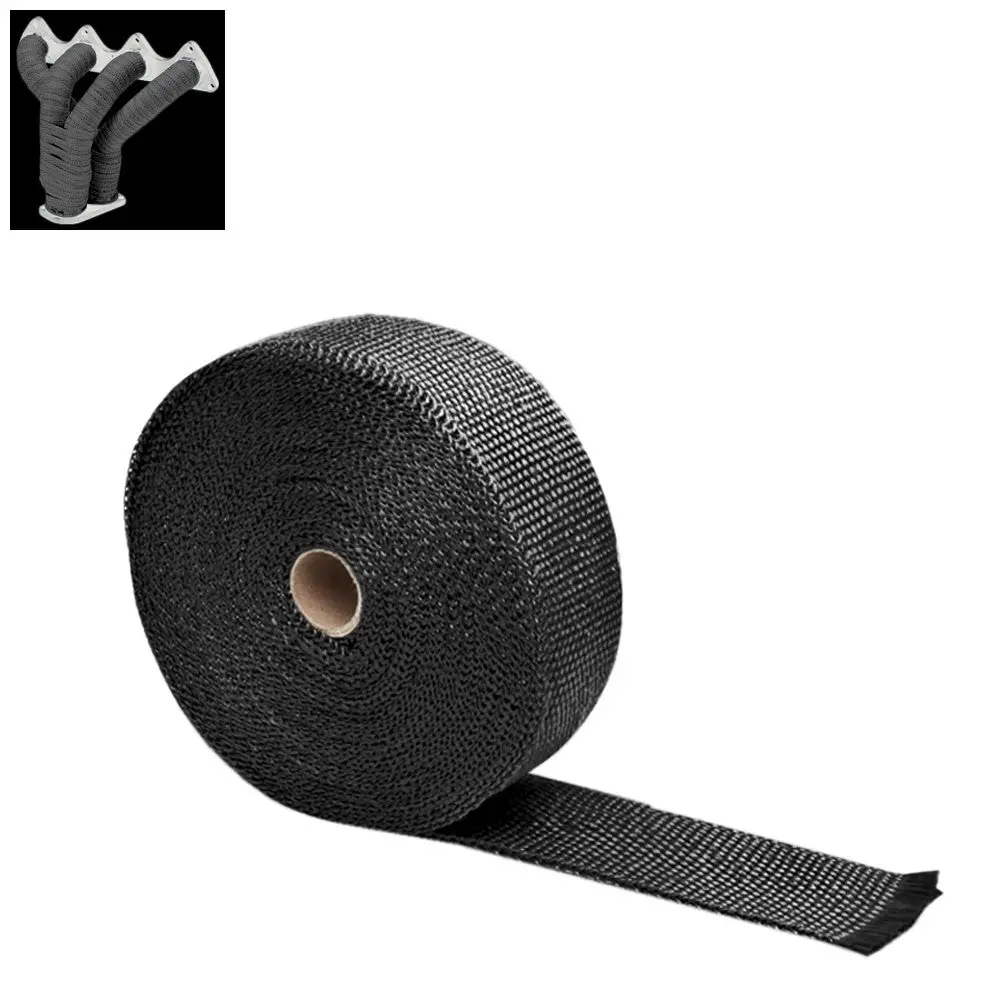 Black 2"X 1/16X 15M/600" T1 Exhaust Header Turbo Manifold Downpipe Heat Wrap 1