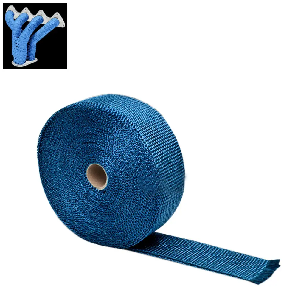 Blue 2"X 1/16X 15M/600" T1 Exhaust Header Turbo Manifold Downpipe Heat Wrap 1
