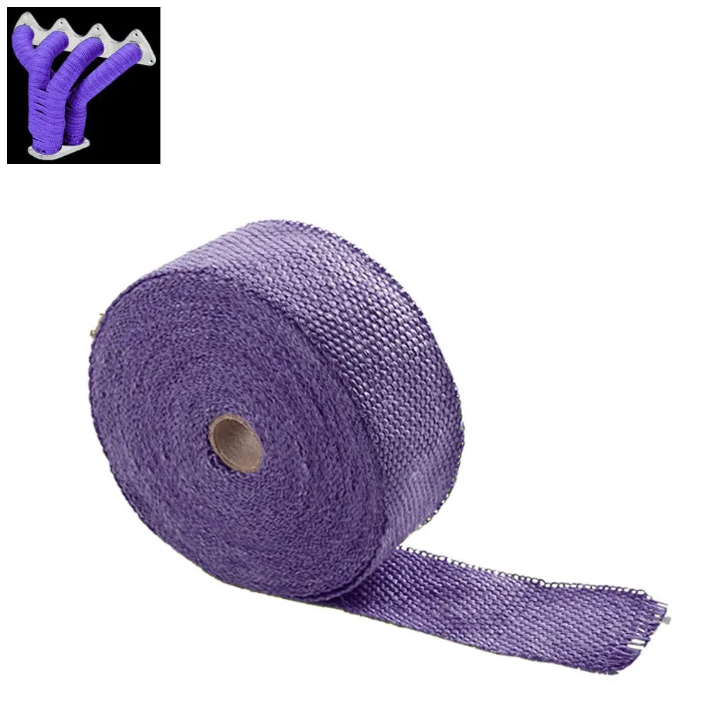 Purple 2"X 1/16X 15M/600" T1 Exhaust Header Turbo Manifold Downpipe Heat Wrap 1