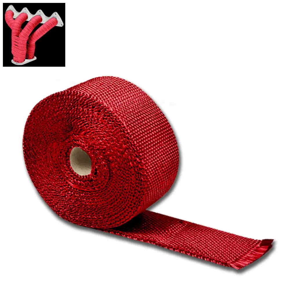 Red 2"X 1/16X 10M/404" T1 Exhaust Header Turbo Manifold Downpipe Heat Wrap 1