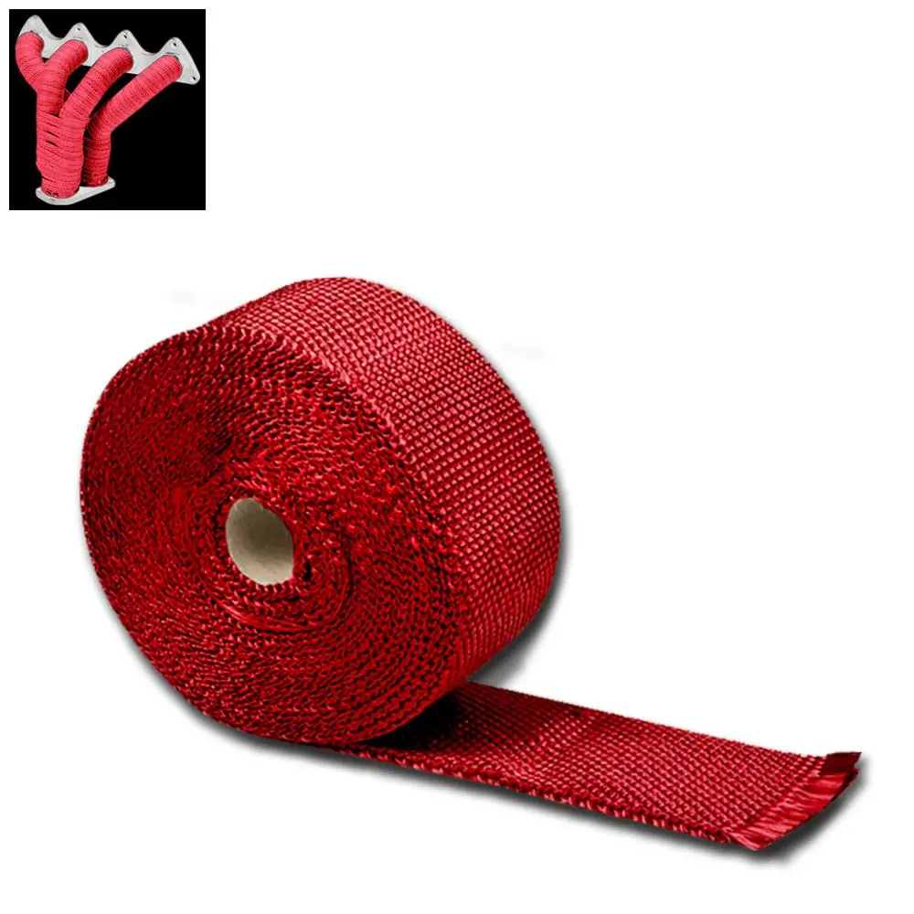 Red 2"X 1/16X 7.5M/295" T1 Exhaust Header Turbo Manifold Downpipe Heat Wrap 1