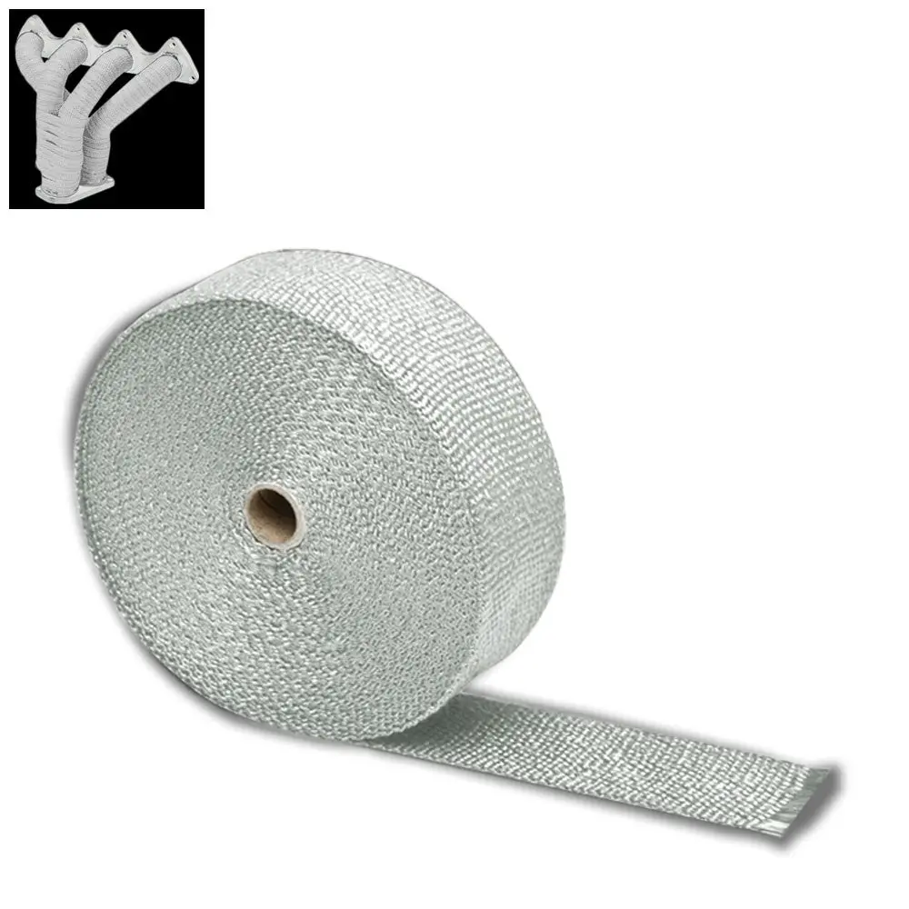 White 2"X 1/16X 10M/404" T1 Exhaust Header Turbo Manifold Down Piping Heat Wrap 1