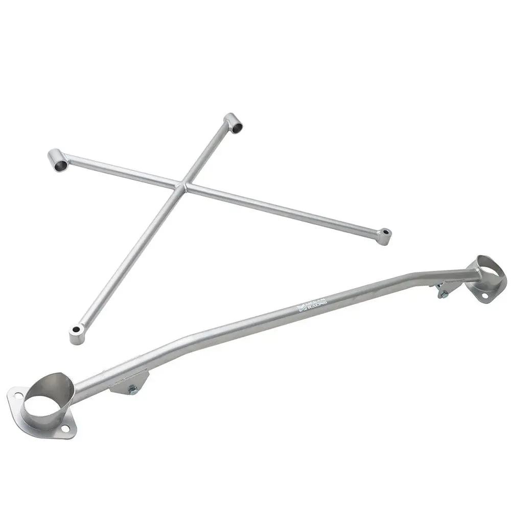 Megan Racing Race Spec Silver Front X-Brace Tower Bar For 99-09 Honda S2000 Ap1 Ap2 W/Aftermarket Intake 1