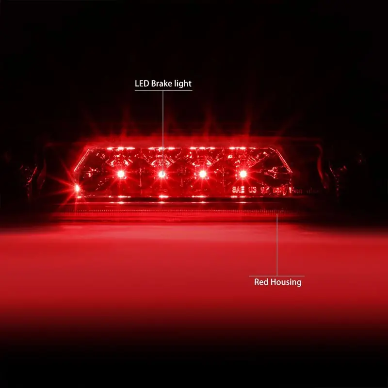 Chrome Housing Red Len Third Brake Led Light For 97-01 Cherokee Xj 2.5L/4.0L 2