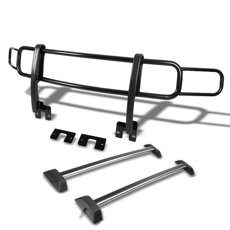 Black Front Bull Bumper Brush Grille Guard+Roof Rack For 06-10 Hummer H3/H3t 4Dr 1