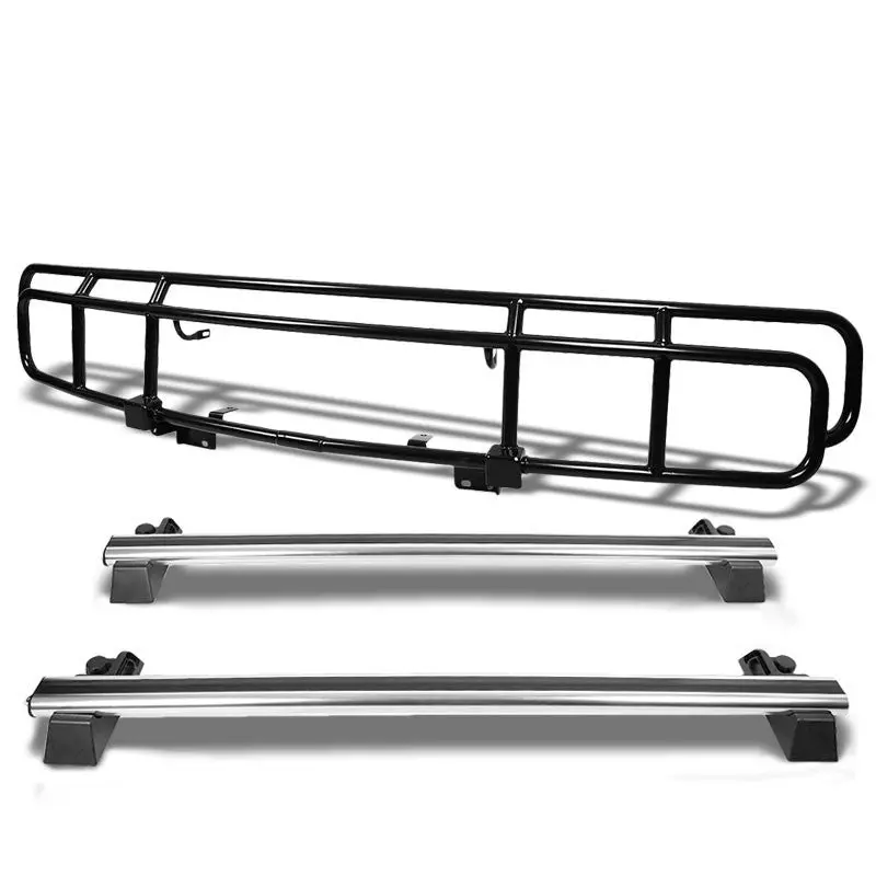 Black Front Bull Bumper Brush Grille Guard+Roof Rack For 03-09 Hummer H2 4Dr 1