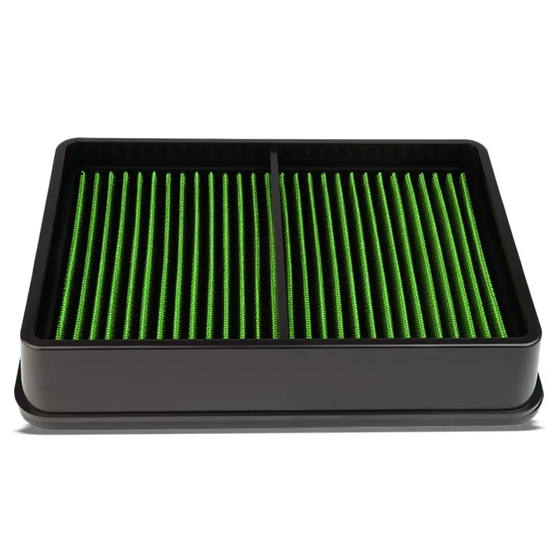 Green High Flow Washable/Reuse Airbox Drop-In Panel Air Filter For 08-15 Lancer 1