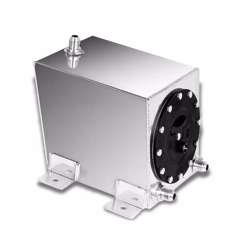 Polish Aluminum 1 Gallon/3.75L Bottom Feed Gas Fuel Cell Tank/Black Cap Door 1
