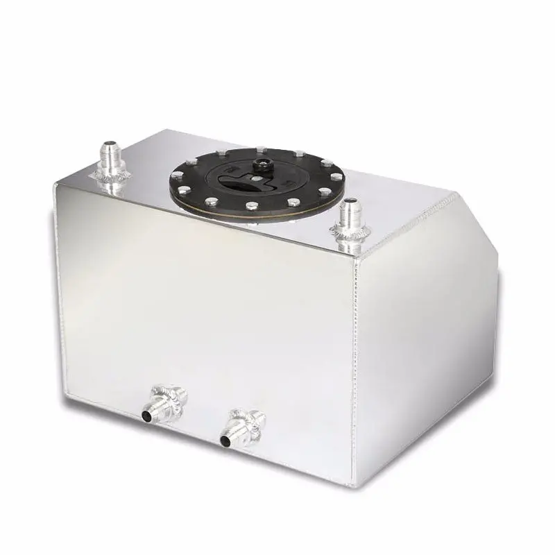 Polish Aluminum 4 Gallon/15L Gas Fuel Cell Tank/Black Cap Door+Level Sender 1