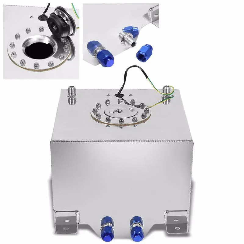 Polish Aluminum 5 Gallon/18.8L Gas Fuel Cell Tank/Polish Cap Door+Level Sender 1