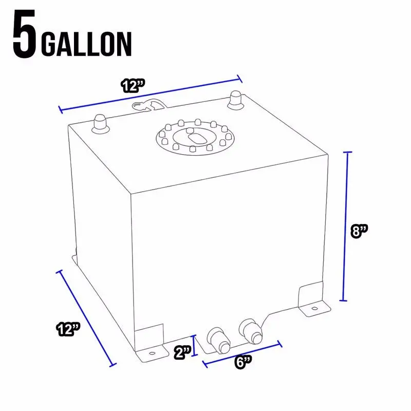 Polish Aluminum 5 Gallon/18.8L Gas Fuel Cell Tank/Polish Cap Door+Level Sender 2
