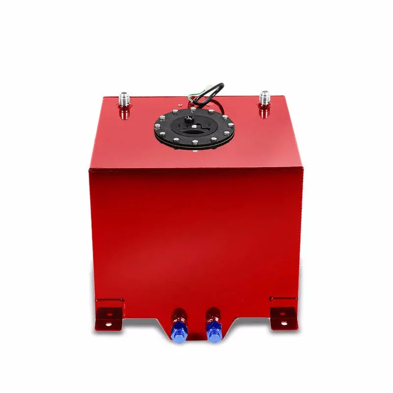 Red Aluminum 5 Gallon/18.8L Fuel Cell Tank/Black Cap Door/2.0" Sump+Level Sender 1