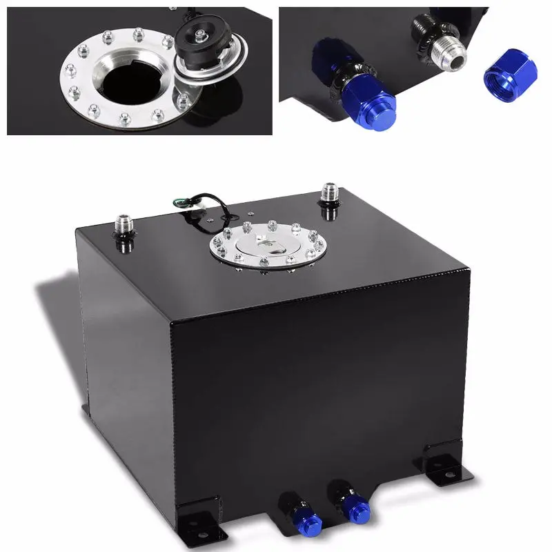 Black Aluminum 8 Gallon/30.5L Gas Fuel Cell Tank/Polish Cap Door+Level Sender 1