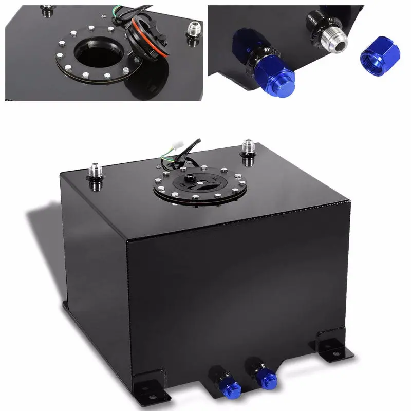 Black Aluminum 8 Gallon/30.5L Gas Fuel Cell Tank/Black Cap Door+Level Sender 1
