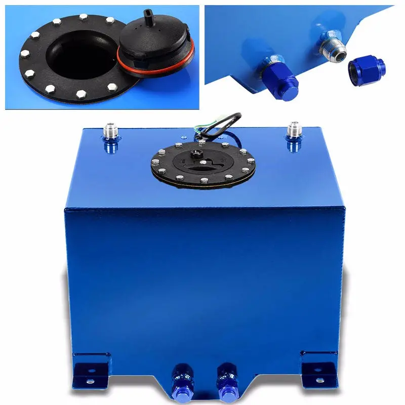 Blue Aluminum 8 Gallon/30.5L Gas Fuel Cell Tank/Black Cap Door+Level Sender 1